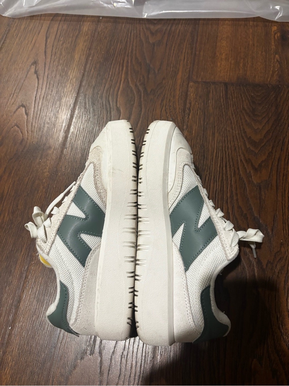 New Balance White Sneakers with Green Accents